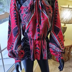 Elegant Red and Black Women's Top